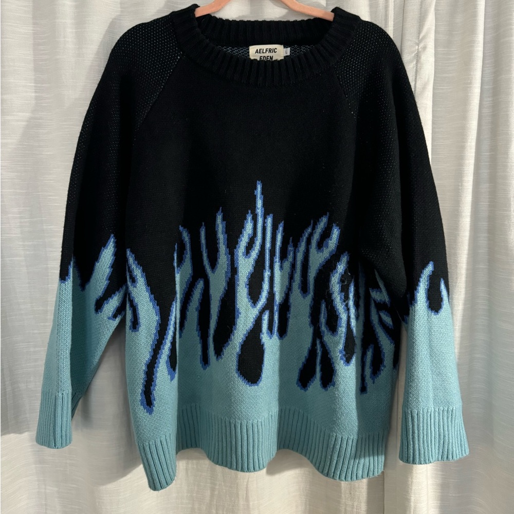 Aelfric Eden Black and Blue Flame Sweater